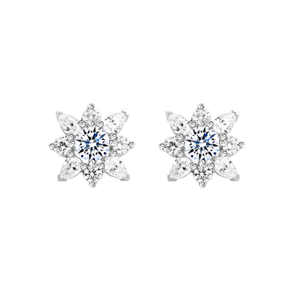 Hoa tai đính đá CZ vàng 18K Fulgent 2C