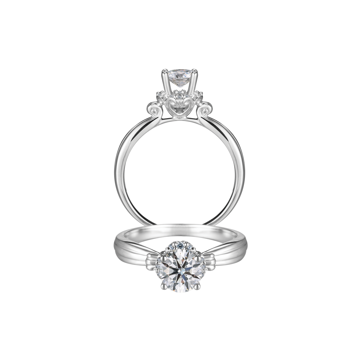 Ổ nhẫn nữ kim cương tấm vàng 14K Wisdom 5C
