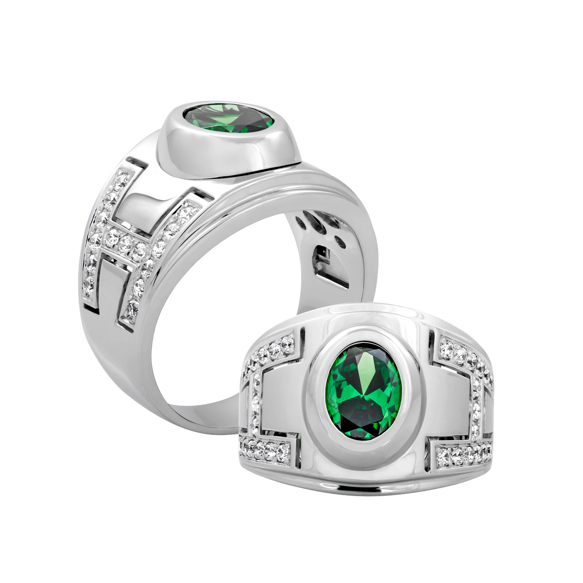 Nhẫn nam đính đá màu Emerald vàng 14K Pride S.Eme W GVRG0183214