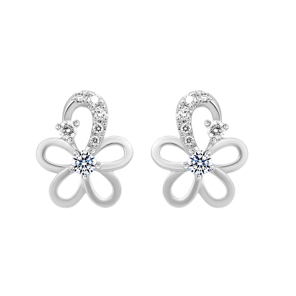 Hoa tai kim cương viên vàng 14K Kapion