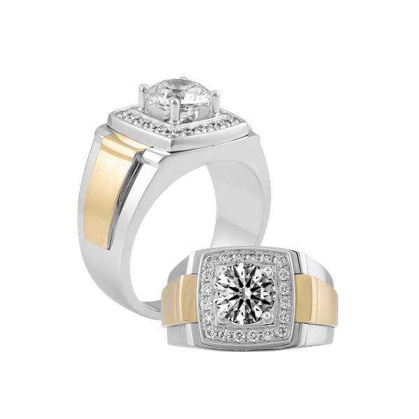 Nhẫn nam kim cương tấm vàng 14K Q7 2CT WY