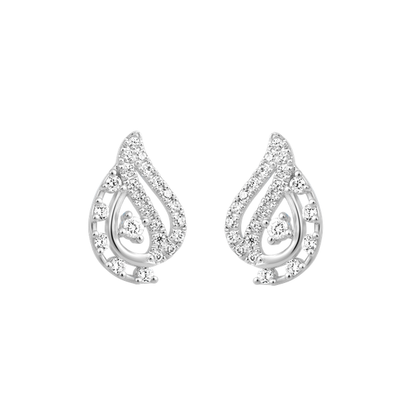 Hoa tai đính đá CZ vàng 18K Dewdrop