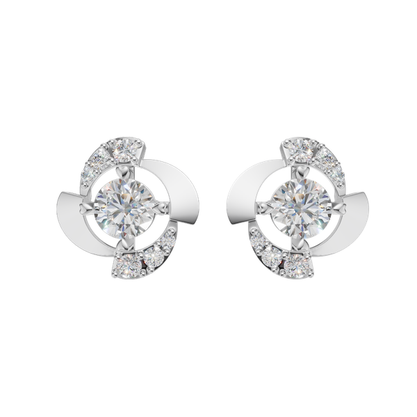 Hoa tai kim cương viên vàng 14K Zining GIA 2C GVER0110795