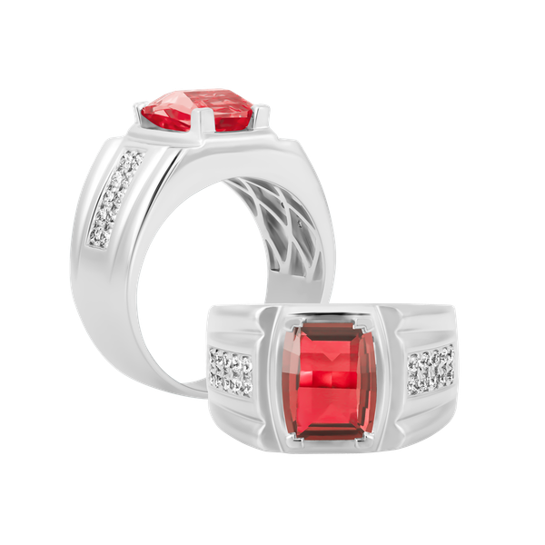 Nhẫn nam đính đá màu Garnet vàng 10K David S.GAR W