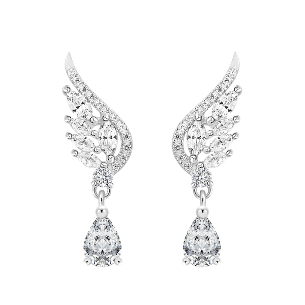 Hoa tai đính đá CZ vàng 18K Swanies