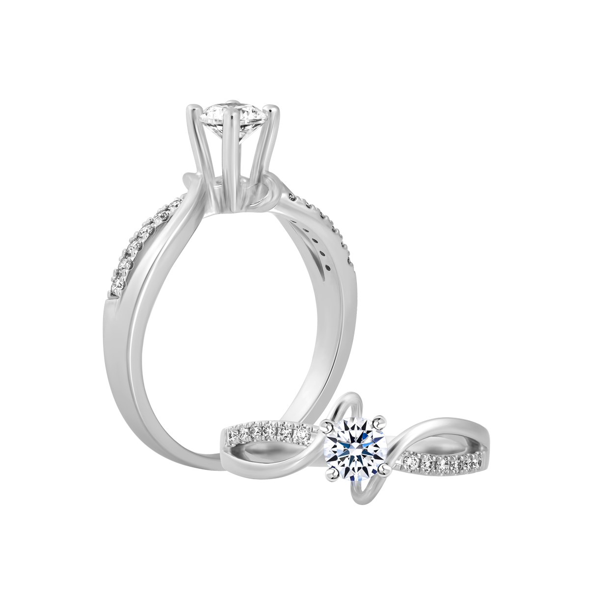 Ổ nhẫn nữ kim cương tấm vàng 14K Carina 3C