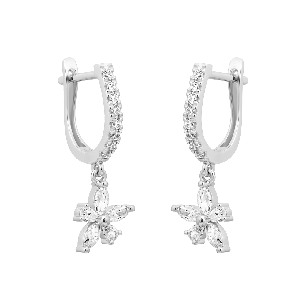 Hoa tai đính đá CZ vàng 18K Catchy