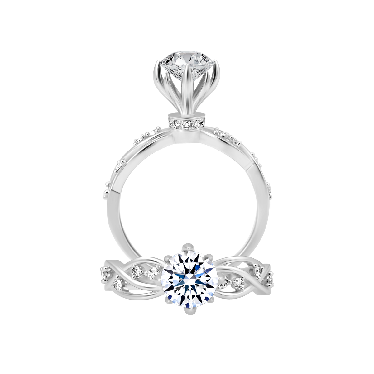 Ổ nhẫn nữ kim cương tấm vàng 14K Carist 1CT