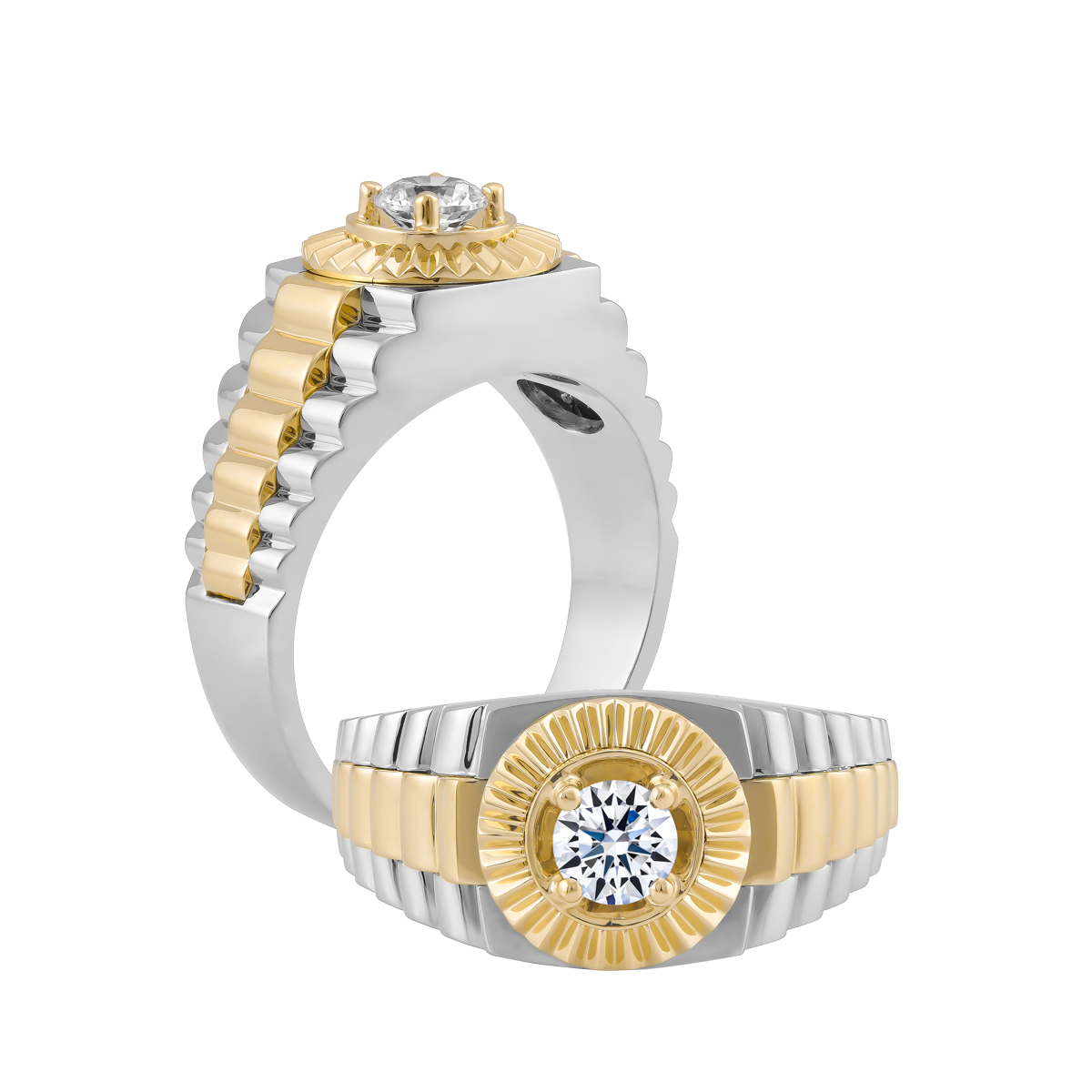 Nhẫn nam đính đá CZ vàng 14K Classic 2CT WY