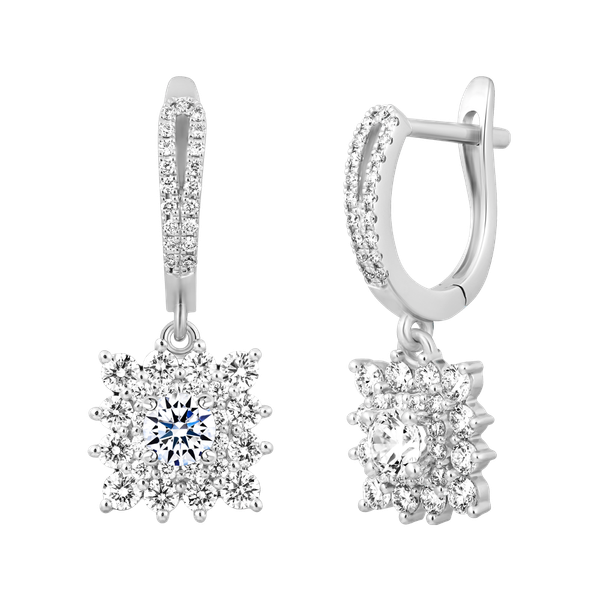 Hoa tai kim cương tấm vàng 14K Firming 2C