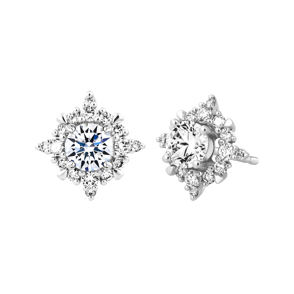 Hoa tai kim cương 8 Hearts & Arrows vàng 14K Glare H&A 2C GVER0101184