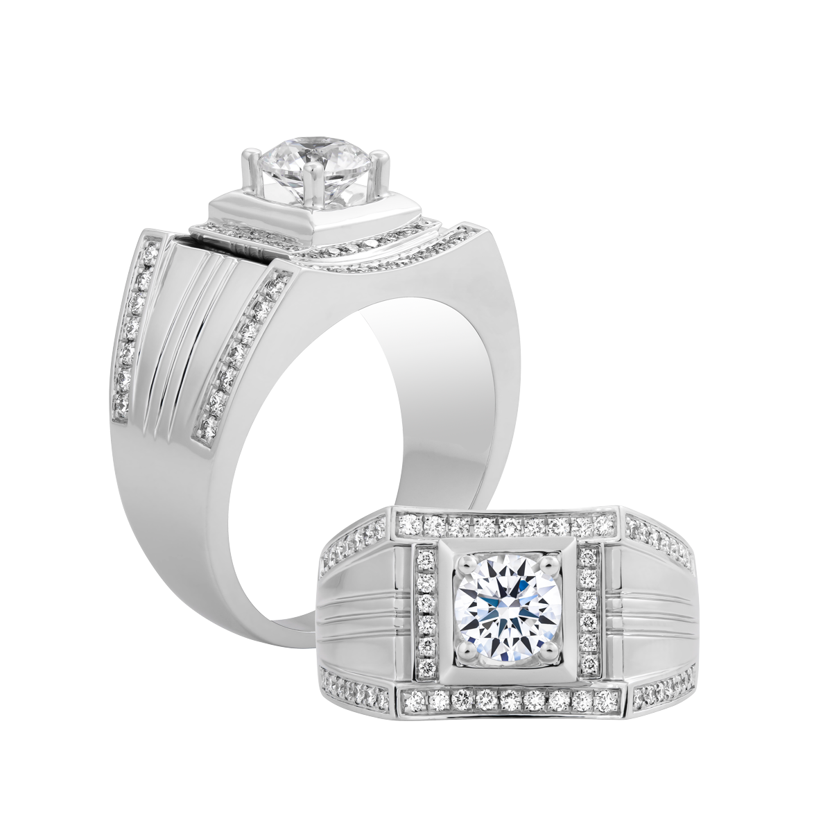 Ổ nhẫn nam kim cương tấm vàng 14K RX450 5C W