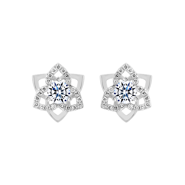 Hoa tai kim cương tấm vàng 14K Feritional V2 2C