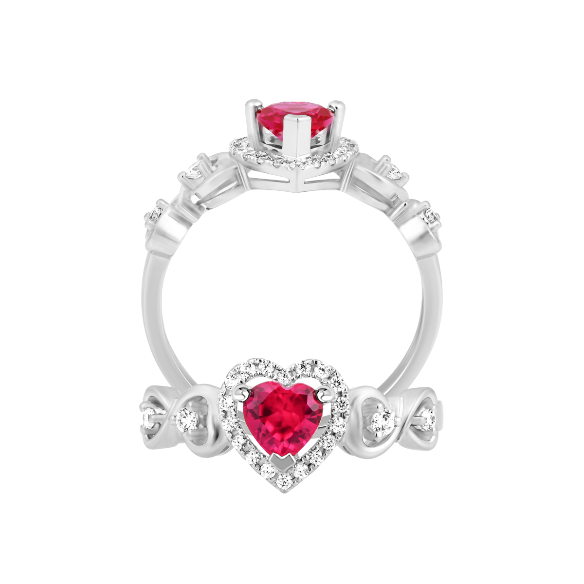 Nhẫn nữ đính đá màu Ruby vàng 14K Valenting S.RUB