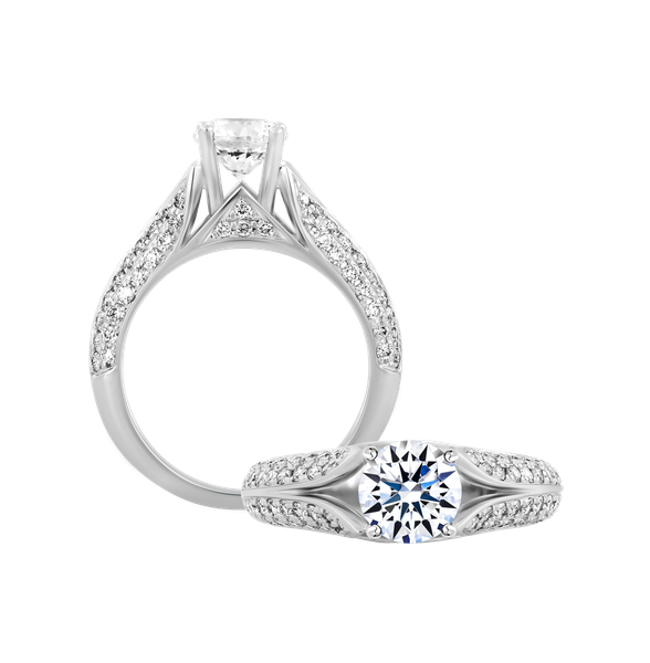 Ổ nhẫn nữ kim cương tấm vàng 14K Harlow N 1CT