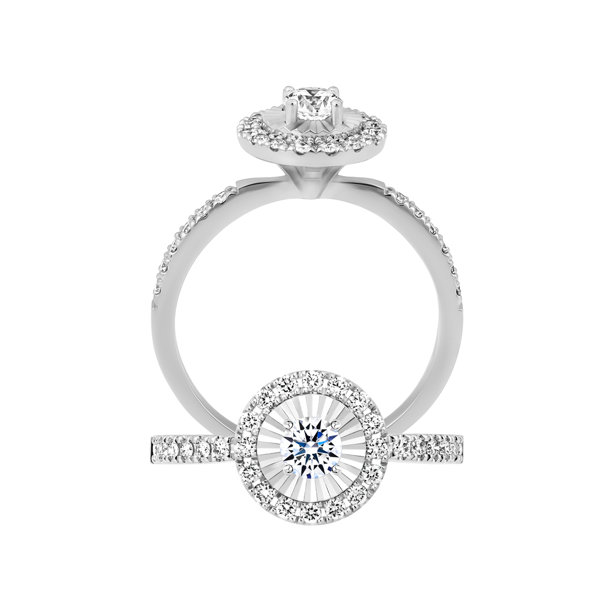 Nhẫn nữ kim cương 8 Hearts & Arrows vàng 14K Sky D H&A 2C GVRG0290075