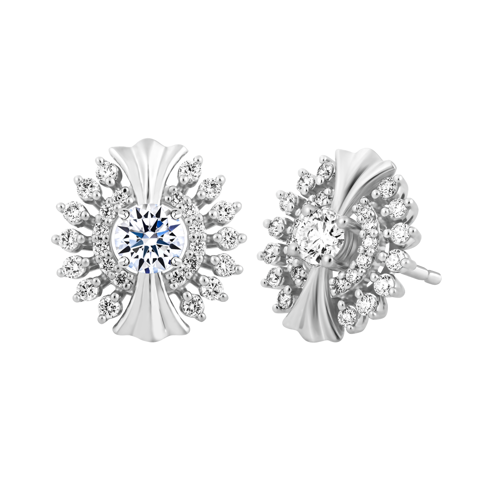 Hoa tai kim cương tấm vàng 14K Berta N 2C