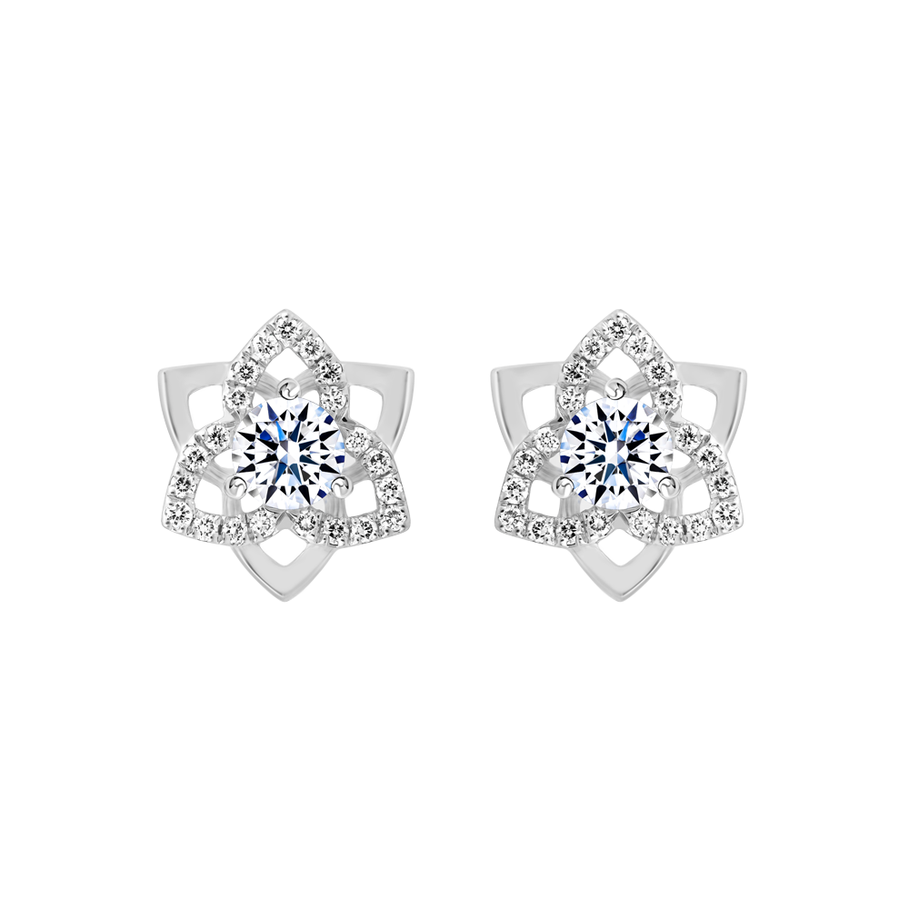 Hoa tai kim cương tấm vàng 14K Feritional V2 2C