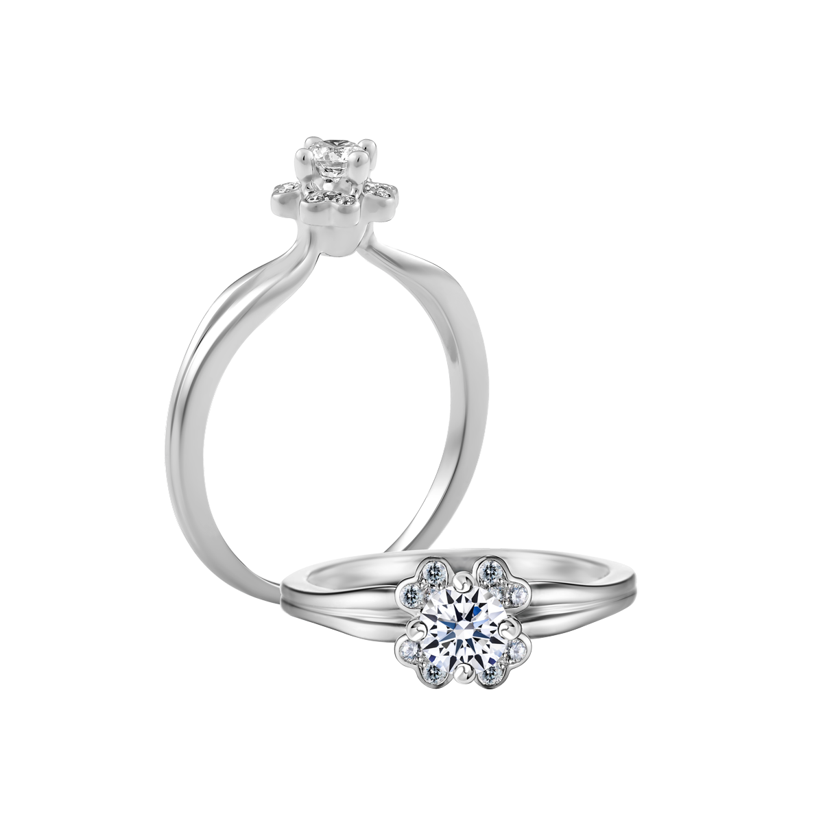 Nhẫn nữ kim cương tấm vàng 14K Politic 2C