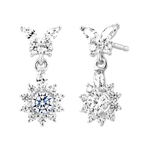 Hoa tai đính đá CZ vàng 14K Elanial 2C