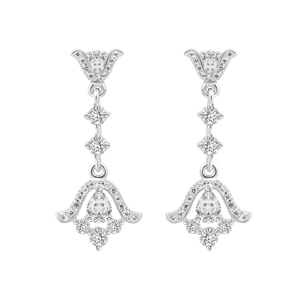 Hoa tai đính đá CZ vàng 18K Kathy