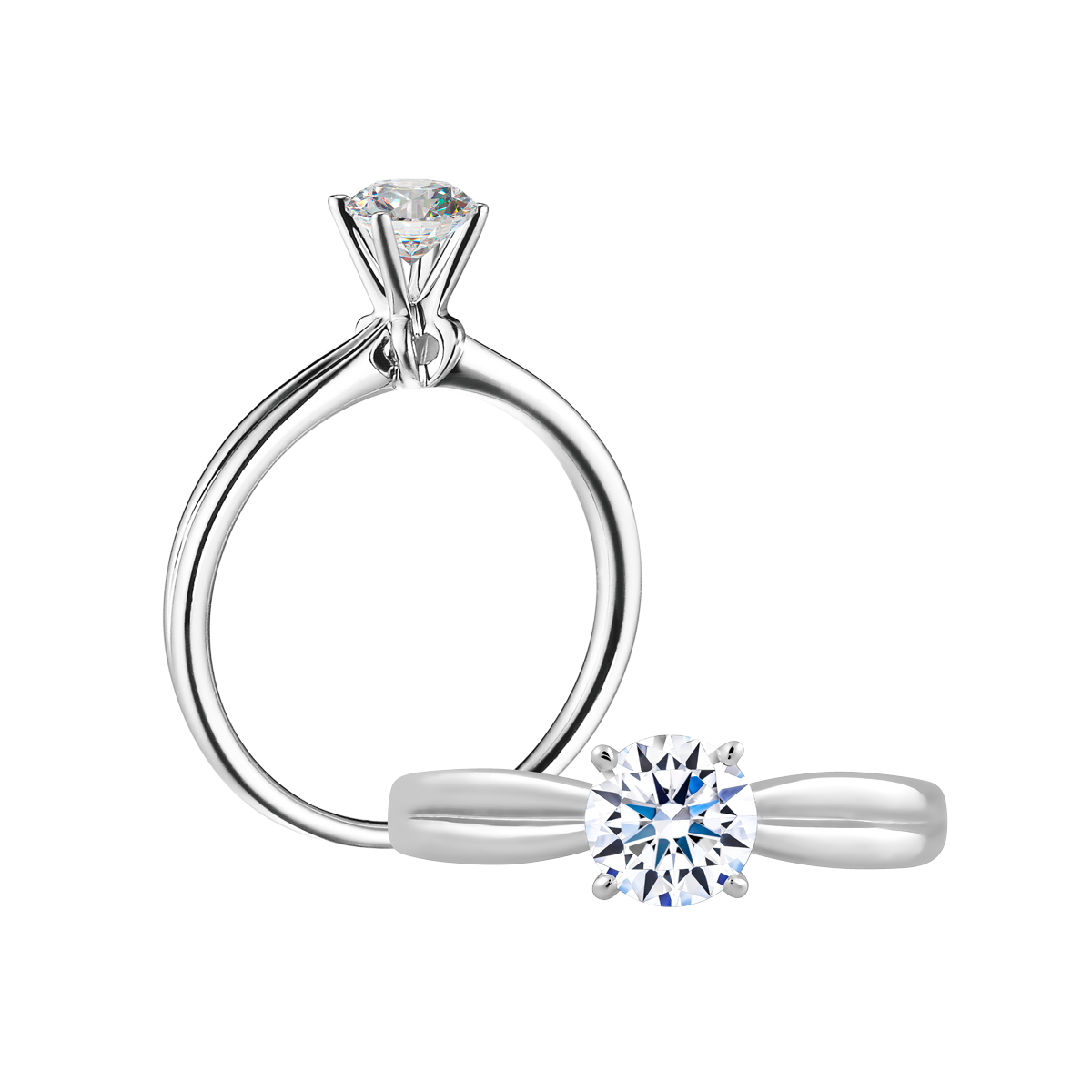 Nhẫn nữ kim cương 8 Hearts & Arrows vàng 14K Noe H&A 2C