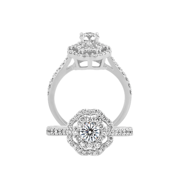 Nhẫn nữ kim cương 8 Hearts & Arrows vàng 14K Baina N H&A 3C