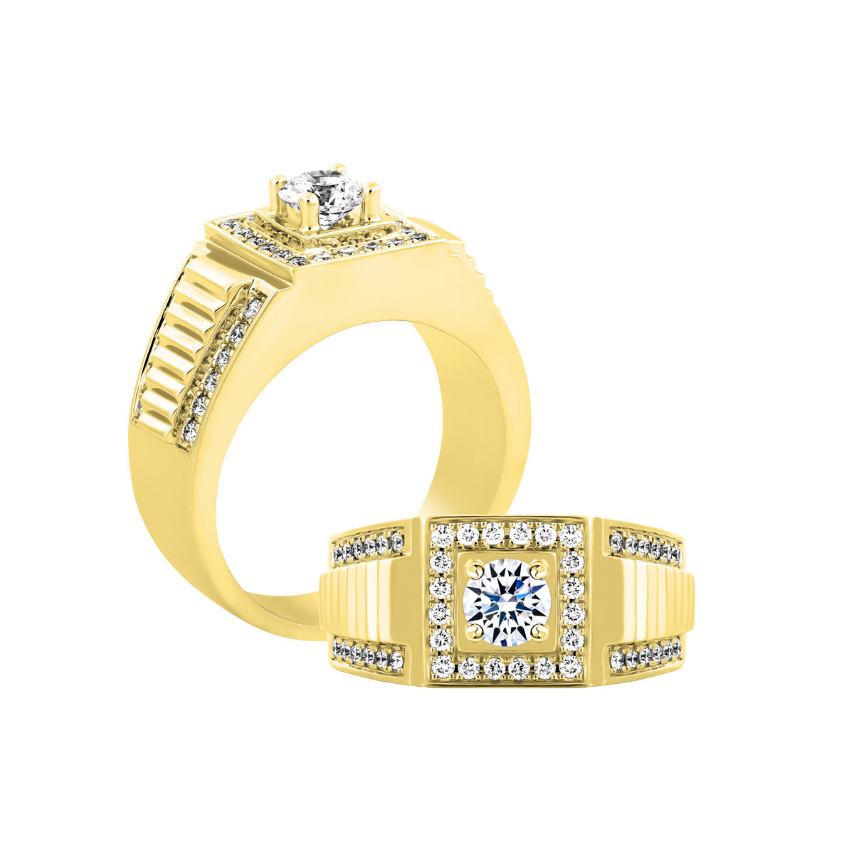 Nhẫn nam kim cương tấm vàng 14K Ralphnize 5C Y