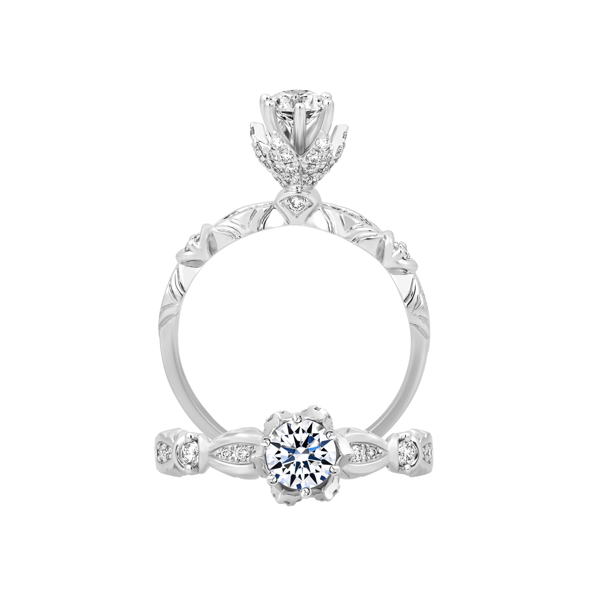 Ổ nhẫn nữ kim cương tấm vàng 14K Statice 3C