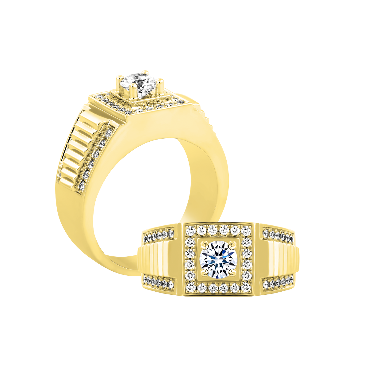 Nhẫn nam kim cương tấm vàng 14K Ralphnize 1CT Y