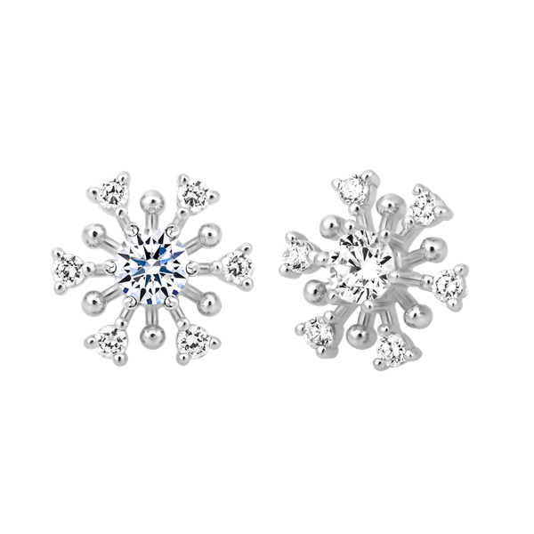 Hoa tai đính đá CZ vàng 14K Florets 2C