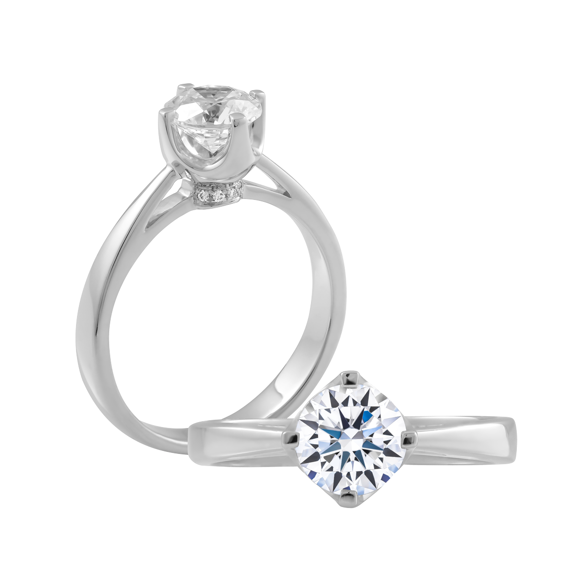 Ổ nhẫn nữ kim cương tấm vàng 14K Villeta 1CT