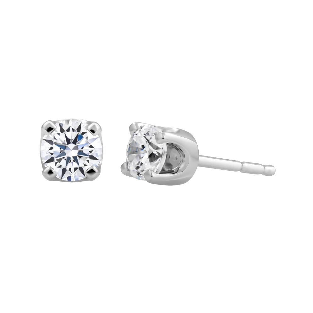 Hoa tai kim cương viên vàng 14K Classic GIA 3C