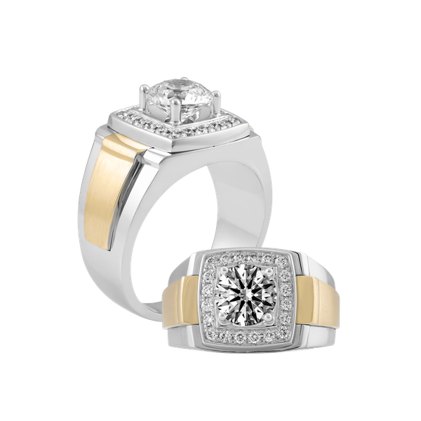 Nhẫn nam kim cương tấm vàng 14K Q7 3C WY