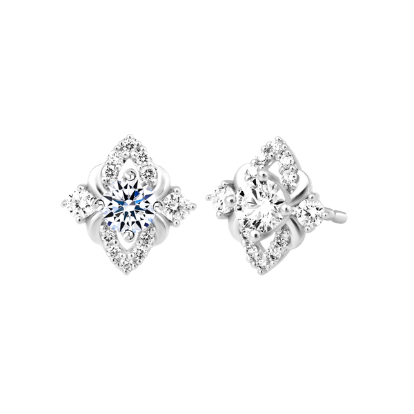 Hoa tai kim cương 8 Hearts & Arrows vàng 14K Glister H&A 2C