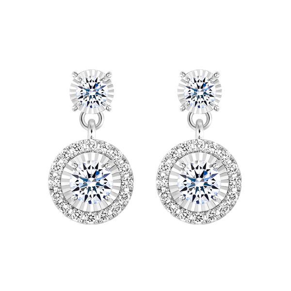 Hoa tai kim cương 8 Hearts & Arrows vàng 14K Fully H&A 2C