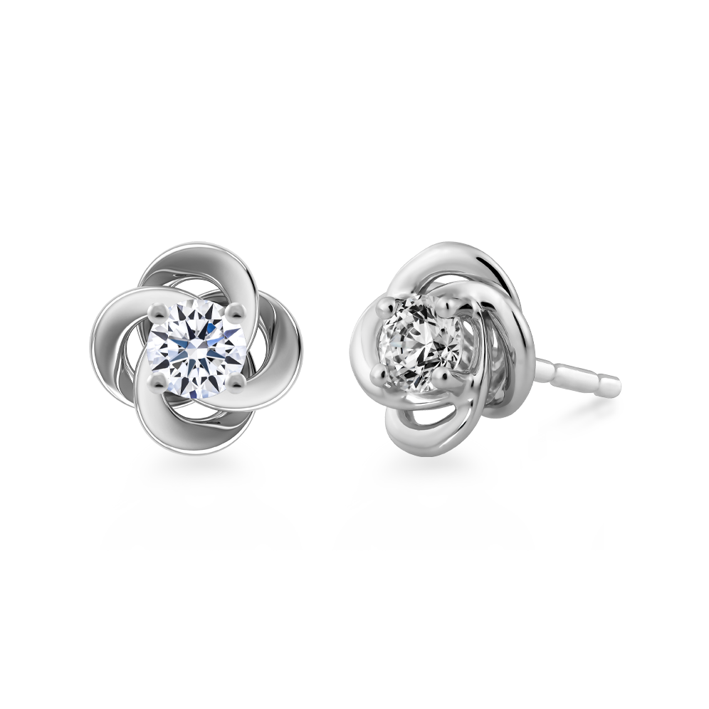 Hoa tai kim cương viên vàng 14K Fate twine GIA 2C GVER0075793M