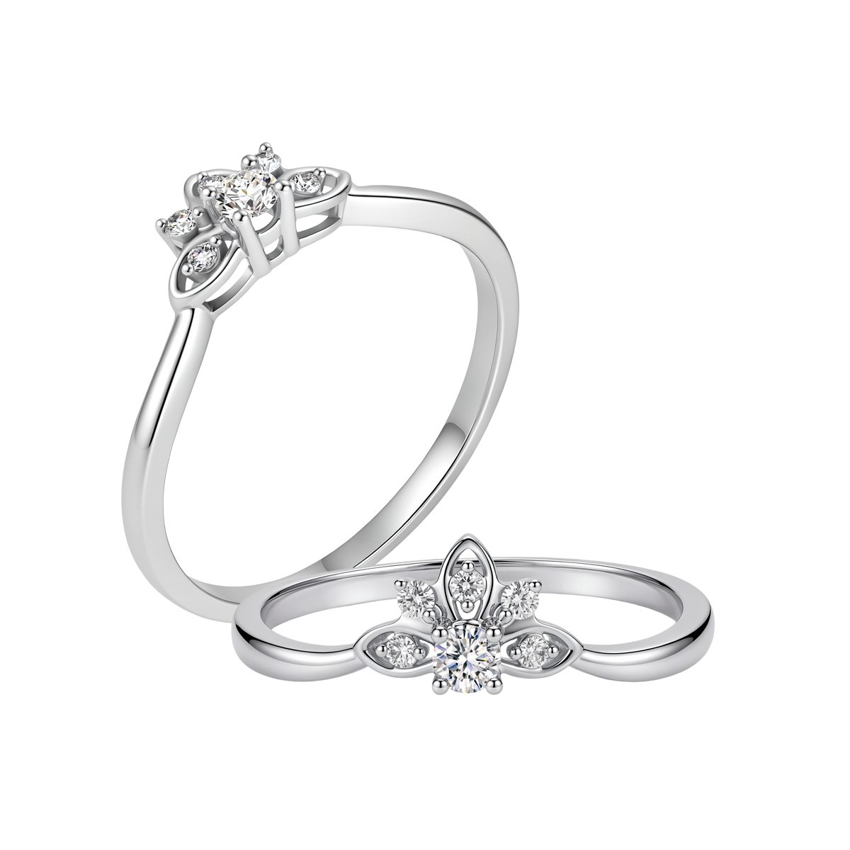 Nhẫn nữ kim cương viên vàng 14K Octovalvis