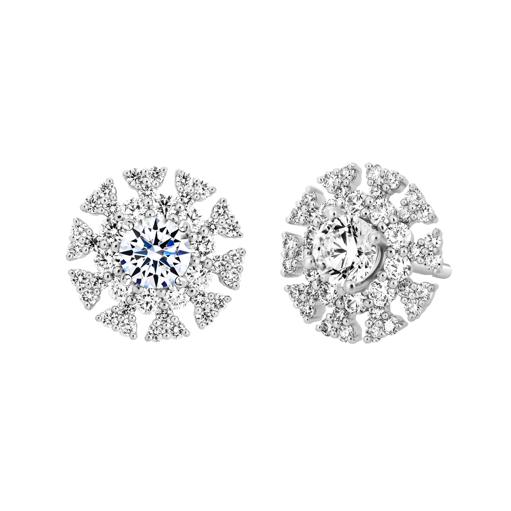 Hoa tai kim cương tấm vàng 14K Begony 2C
