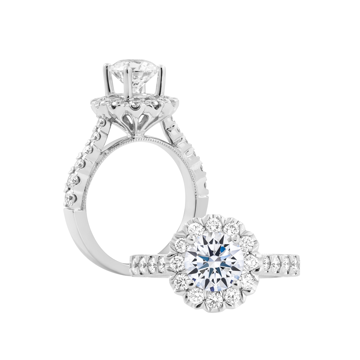 Ổ nhẫn nữ kim cương tấm vàng 14K Naava 1.5CT