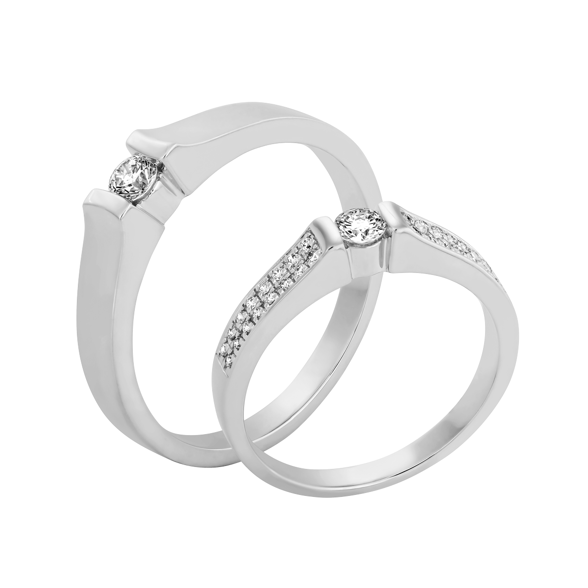 Nhẫn cưới nữ kim cương tấm vàng 14K Conjugal N3C F