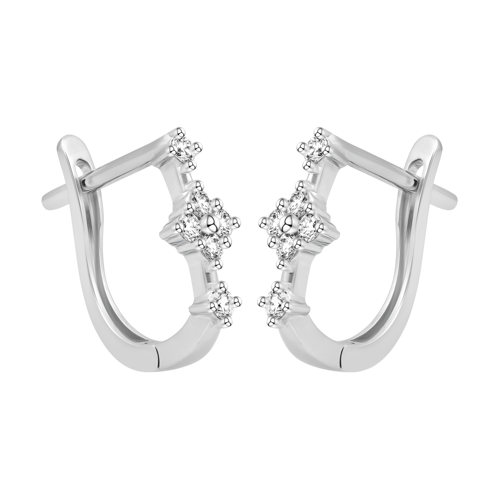 Hoa tai kim cương viên vàng 14K Bloomly