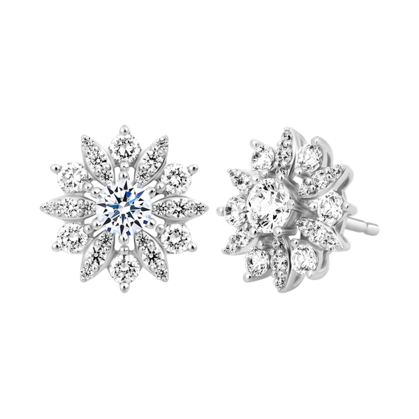 Hoa tai đính đá CZ vàng 10K Flority WS 5C