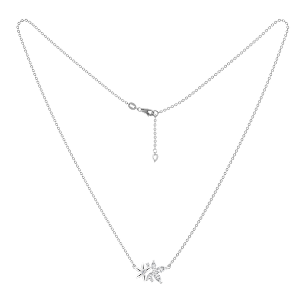 Dây liền mặt đính đá CZ vàng 18K Leafy