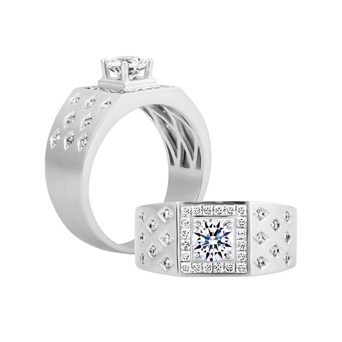 Nhẫn nam đính đá CZ vàng 14K Trevita 5C W