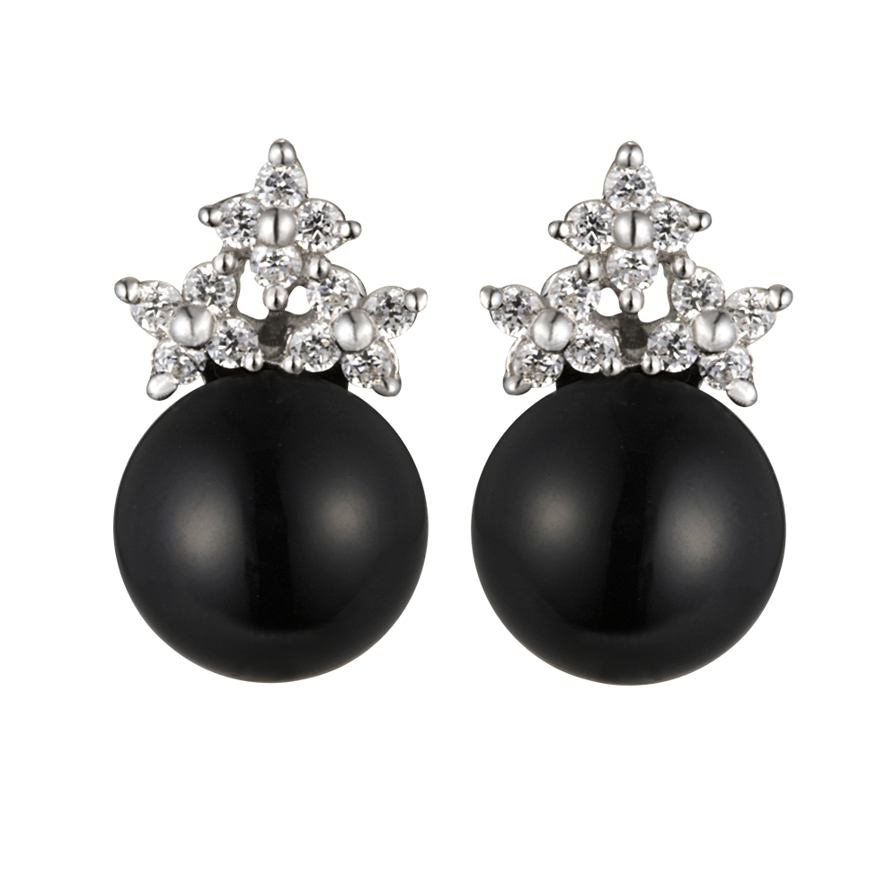 Hoa tai đính đá Onyx vàng 10K Leggenda Ony