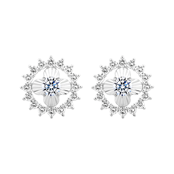 Hoa tai đính đá CZ vàng 18K Elvies