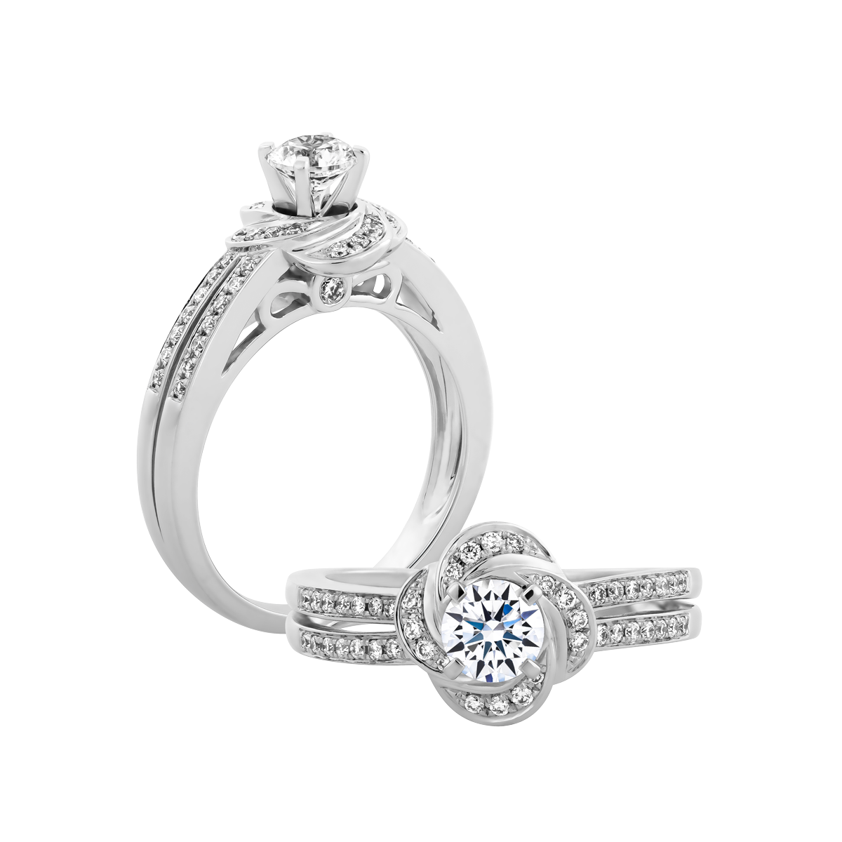 Ổ nhẫn nữ kim cương tấm vàng 14K Canzon 3C