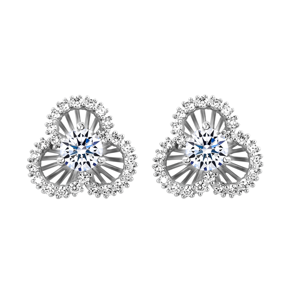 Hoa tai kim cương 8 Hearts & Arrows vàng 14K Blossom H&A 3C GVER0091595