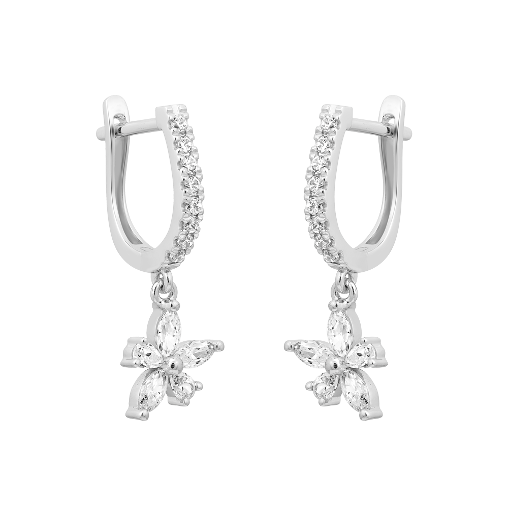 Hoa tai đính đá CZ vàng 18K Catchy